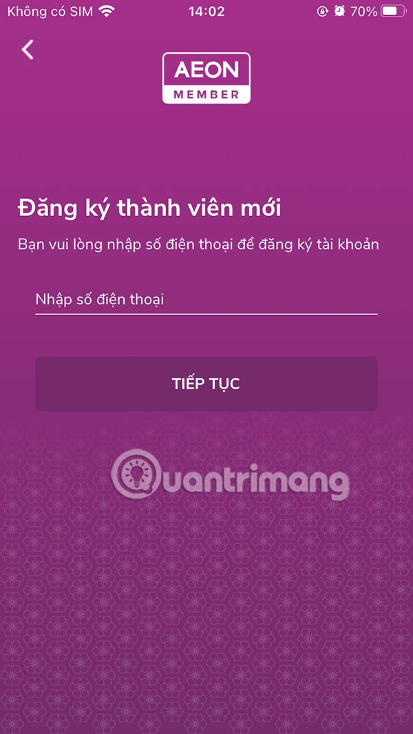 Nhập số điện thoại AEON VietNam