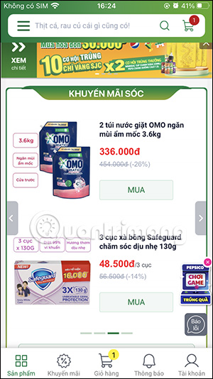 Sản phẩm giảm giá trên Bách Hóa Xanh