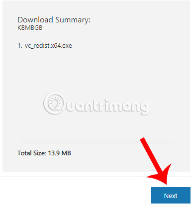Nhấp vào nút Next