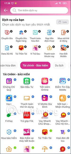 Dịch vụ bảo hiểm ví MoMo