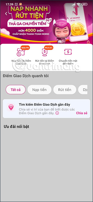 Rút tiền ví MoMo