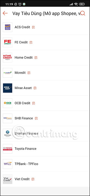 Vay tín dụng trên ShopeePay