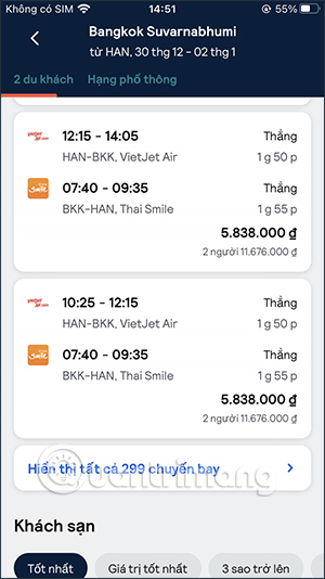 Tìm vé máy bay trên Skyscanner