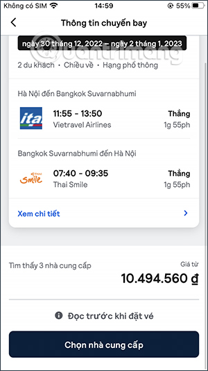 So sánh giá vé máy bay trên Skyscanner