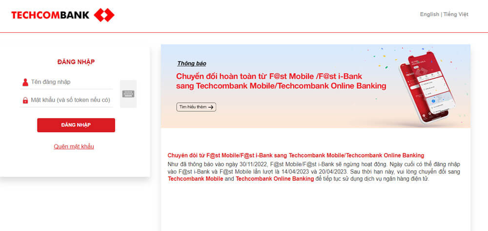Screenshot 1 của Techcombank