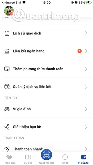 Tùy chọn tài khoản VNPAY