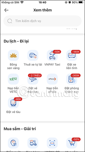 Thanh toán dịch vụ đi lại trên VNPAY